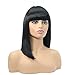 BLSWANER Bob Wigs with Bangs Synthetic Short Straight Hair Black Wigs for Women
