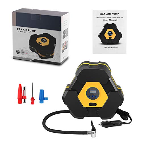 NOOX Digital Tire Inflator with Tire Pressure Gauge 12 Volt Air Compressor Flat Tire Repair Tool Air Pump for Car Bicycle Air Mattresses Balls Water Pool Toys Inflatables etc