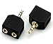 ANRANK AK35235SS 3.5mm Stereo Plug to 2 x 3.5mm Stereo Jack Splitter Adaptor Audio Adapter Connector (Gold Plated, 2 Pack)