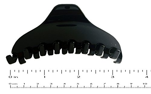 Parcelona French Boss Thin Glossy Black Medium Covered Spring Jaw Hair Claw Clip Clutcher Clamp