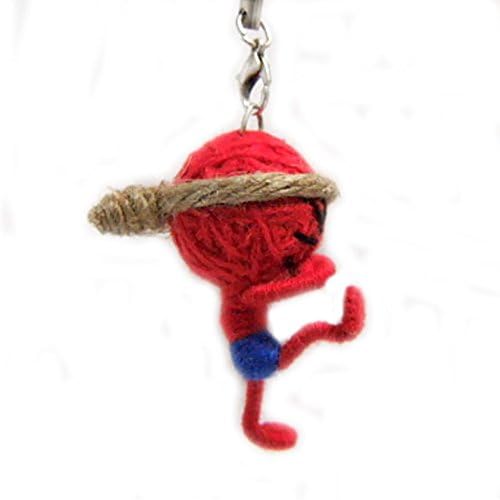 Happylife Cute Red Muay Thai String Voodoo Doll Keyring Keychain Chain Charm Boxer S-2"