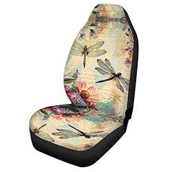 Rnyleeg Retro Seat Cover for Car Flower Dragonfly