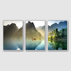 Framed Canvas Wall Art for Living Room, Bedroom Beautiful Nature Norway Landscape Canvas Prints for Modern Home Decoration Ready to Hang - 16"x24"x3 Panels