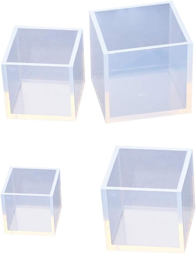 Square Cube Resin Casting Molds Large Clear Diy Silicone Molds for Epoxy Resin Diy Craft Making Accessories-4pcs (20/25/35/50mm)