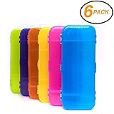Emraw Double Deck Organizer Box - Bright Color School Pencils Box Stationery Box Pen Holder Box Organizer, School Supplies Pencil Box for Students Pencil Case Pencil Box (6-Pack)