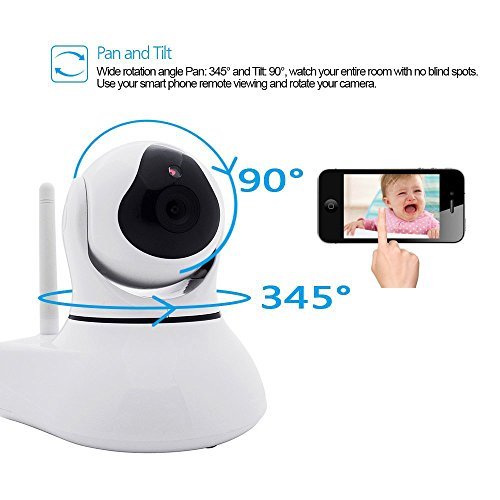 [Security WIFI IP Camera] J-DEAL Indoor Wireless Day Night Baby Monitor / Surveillance WIFI Network CCTV IR Security Camera (iOS & Android Mobile View, Motion Detection, pan 345Â° tilt 90Â°) White