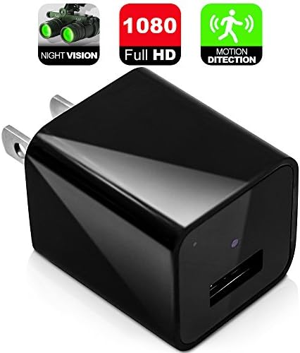 Hidden spy camera - Night vision hidden camera wall charger- USB charger camera- Mini security camera 1080p-Motion detection nanny cam FULL HD