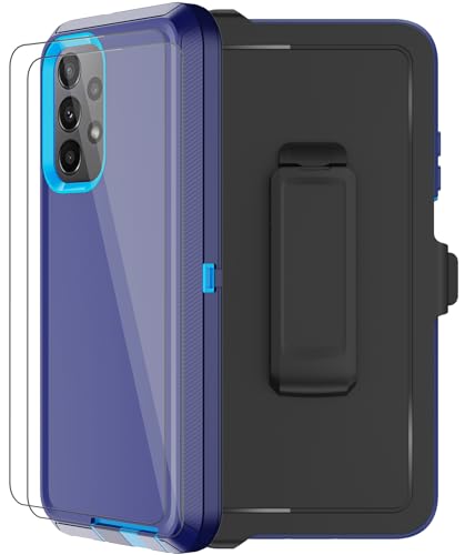RubCase for Samsung Galaxy A23 5G Case with Belt Clip Holster, 2X Screen Protector, Heavy Duty Military Grade Full Body Shockproof Rugged Protective Cover for Samsung Galaxy A23 Blue