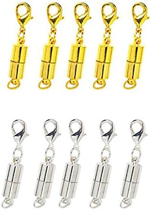 ShineIn Magnetic Lobster Clasps DIY Connectors Accessories Gold and Silver Color 3.5cm 10 PCS (#1)