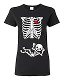 Ladies Baby Boy Skeleton Pregnant (not maternity) DT Black T-Shirt