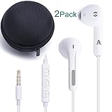 JJCall Stereo Headphones with Mic and Remote Control for Apple Device (2 Pack) - White