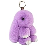 CHMIING Bunny Keychain Soft Cute Rex Rabbit Fur
