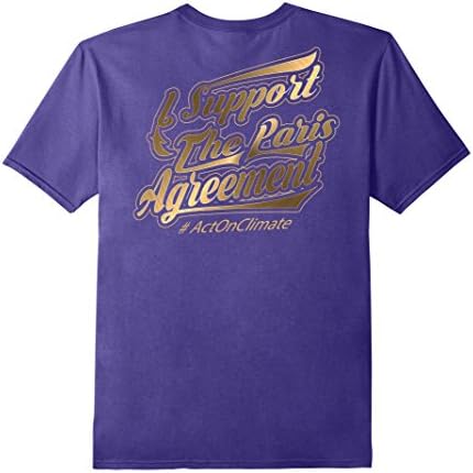 Mens I support the Paris Agreement T-Shirt Back Print XL Purple
