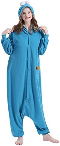 Sweetdress Unisex Adult Kigurumi Pajamas Cosplay Anime Costume (Small, Cookie Monster)