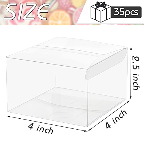 VGoodall Clear Favor Boxes, 35 pcs Plastic Gift Boxes Transparent Cube Boxes PET Boxes for Wedding, Party, Baby Shower, Bridal Shower