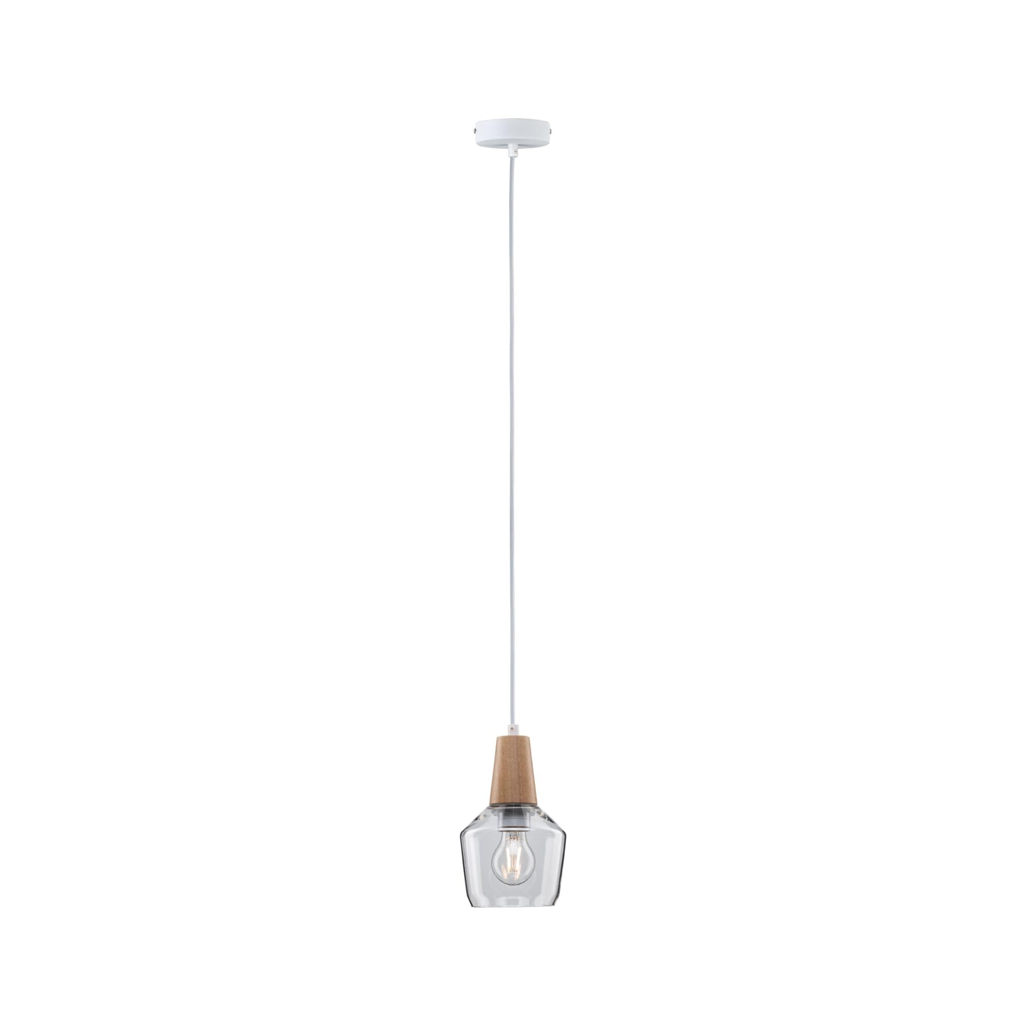 Paulmann 79745 Neordic Ylvie Pendant luminaire max. 1x20W Pendant lamp for E27 Lamps Ceiling lamp Clear/Wood 230V Glass/Wood Without lamp