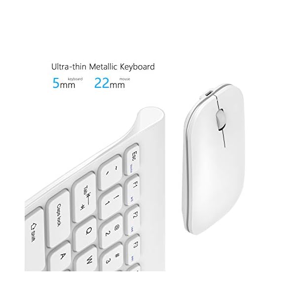 Small Wireless Keyboard and Mouse, seenda Ultra Compact Rechargeable USB Keyboard and Mouse Combo with Portable Size Low…