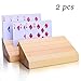 Joyoldelf Wooden Playing Cards Holder, Premium Beechwood Poker Rack Trays Perfect for Organizing Cards on Game, Rummy, Party and Match, Set of 2
