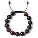 Bella.Vida Balance Mens Natural 12mm Ti'ger Eye Lava Stones Healing Energy Beads Yoga Handmade Meditation Braided Bracelet