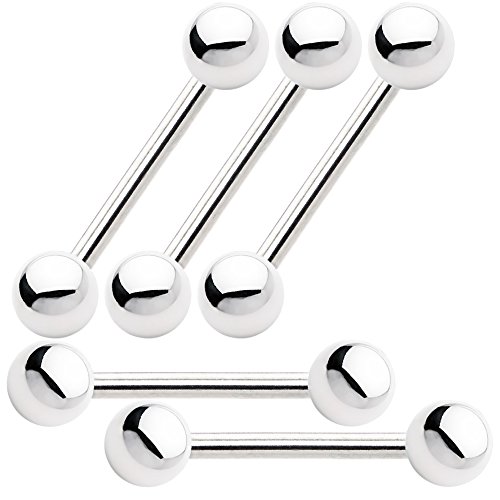 14ga Piercing Barbell 5-Pack - 3 Length Options Available - Autoclave Safe - 316L Surgical Steel (14ga-7/8(22 mm))