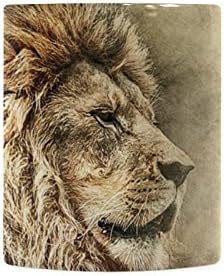 Lion Tea Coffee Mug,White Healthy Ceramic Cups,C-Shaped Handle,11 OZ