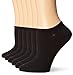 Hue Women's Cotton Liner No-Show Sock 6-Pack, Black, One Size