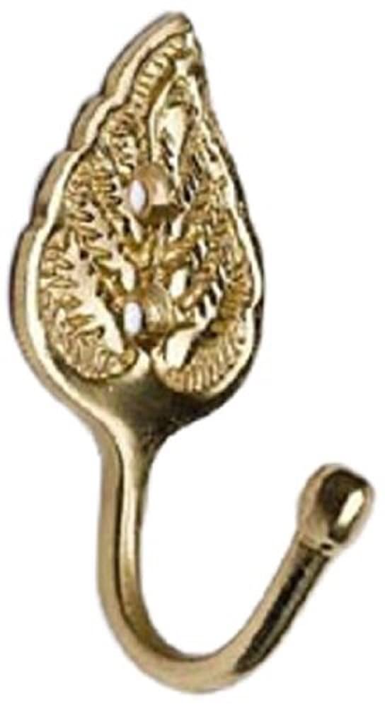 Merriway® BH01605 (2 Pcs) Leaf Curtain Drapery Hold Back Tie Back Hooks, 65mm (2.3/8 inch) Solid Brass -Pack of 2 Pieces