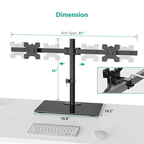 WALI Free Standing Dual Monitor Stand, Height Adjustable Monitor Mount
