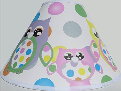Multi Colored Owl Lamp Shade with Polka Dots Owl Woodland Forest Animal Nursery Decor