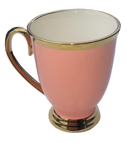 electromax 6 Piece Teacup and Gift Set - Vintage Serving Set for 6, with Bone China Tea Cup/Mug 300ml Strong Lightweight Set - Pink Set