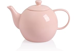 Sweejar Porcelain Teapot with Infuser and Lid,Teaware with Filter 40 OZ for Tea/Coffee/Milk/Women/Office/Home/Gift(Pink)
