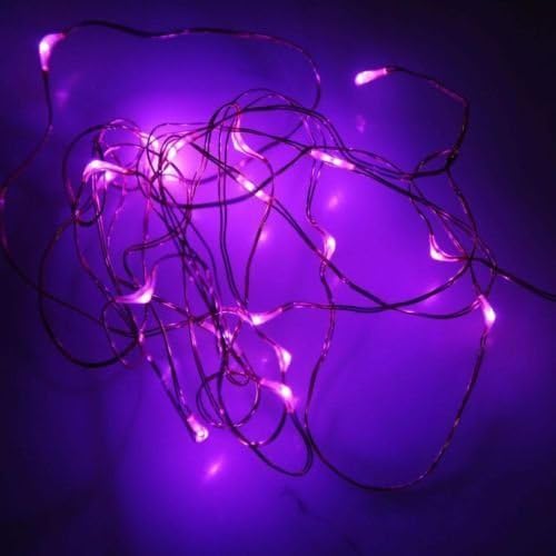 Indoor and Outdoor 2M 1.2W 4.5V 20 LEDs Battery Operated Mini LED Copper Wire String Fairy Lights For Christmas birthday party decoration Etc. (Purble)