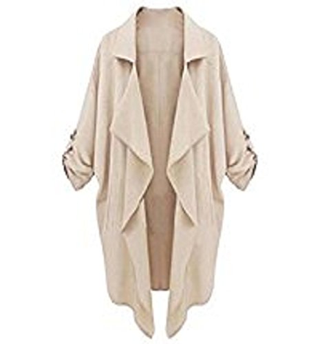 PHOTNO casual cardigan windbreaker jacket women outwear jacket coat (S, Khaki)