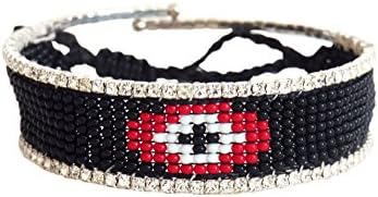 Ayounik Adjustable Crystal Evil Eye Handmade Beaded Bracelet (Red)