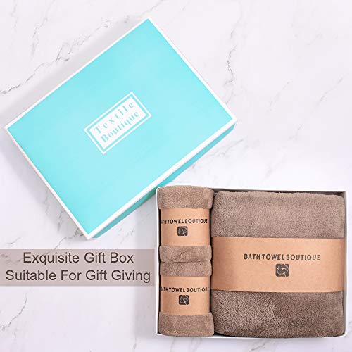 Luxurious Towel Set, Superfine Fiber Bath Towel and 2 Hand Towels Ultra Soft and Comfortable Durable Tear Resistant Perfect for Bathroom Decoration - Thumbnail 4
