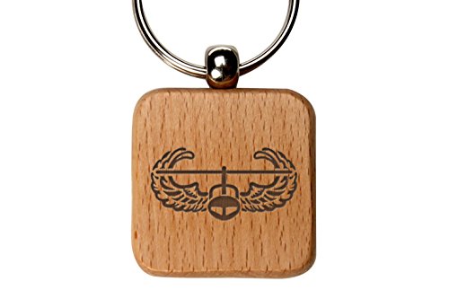 US Army Air Assault Logo Solid Custom Engraved Wooden Square Key Chain By NDZ Performance