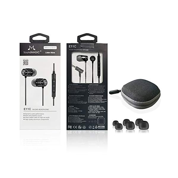 SoundMAGIC-E11C-High-Fidelity-Headphones-Smartphone-Earbuds-In-Ear-Noise-Reduction-Earphones-with-Microphone-and-Remote-Control-for-Audiophiles-Black Soundmagic E11C Wired Earbuds with Microphone HiFi Stereo Earphones Noise Isolating in Ear Headphones Powerful Bass…