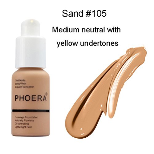 Liquid Foundation,Vanvler 30ml PHOERA Matte Concealer Oil Control Foundation Cream Makeup (E)