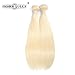 FASHION QUEEN Hair 613 blonde human hair bundles with Frontal Straight Hair Bundles Honey Blonde Bundles with Closure (10