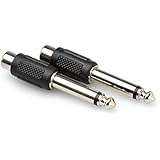 Hosa GPR-101 RCA to 1/4 inch TS Adaptors (2 pieces), Black