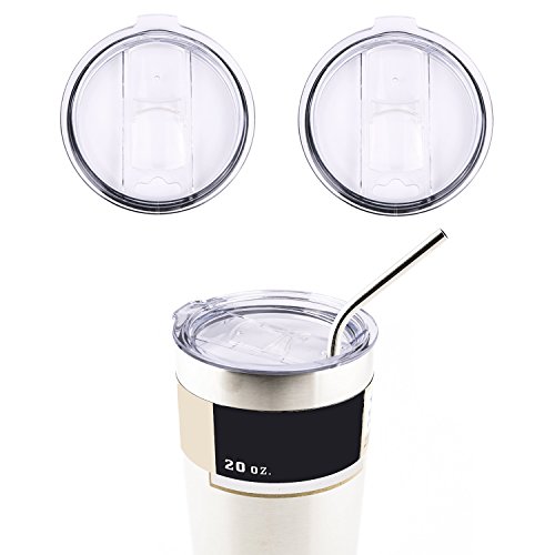 Spill Proof Lid, KinHom Crystal Clear Splash Resistant Plastic Covers Tumbler Replacement Accessory with Slider Closure for Yeti Rambler,RTIC Coolers and Ozark Trail in Travelling (2 PACK) (20 oz)