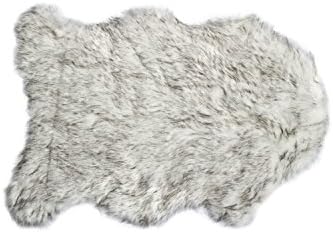 LUXE FAUX FUR 676685029720 Gordon Faux Sheepskin Throw 2'X3, 2' x 3' , Gradient Gray