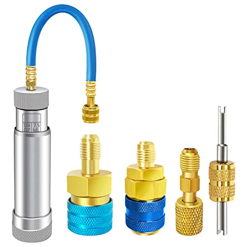 AC Oil Injector for R1234YF, R134A, R410A, HVAC Dye Oil Injector with 1
