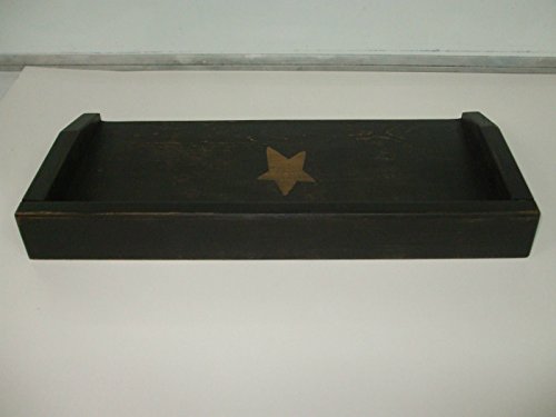 Primitive Commode Toilet Cover Board Black w/MUSTARD Star