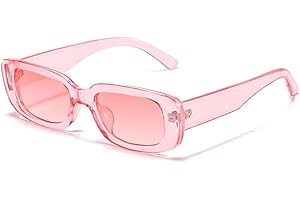 IKANOO Retro Rectangle Sunglasses for Women Men Small Square Frame Trendy Y2K 90’s Black Sunglasses