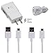 Galaxy S7 S7 Edge S6 S6 Edge LG G2 G3 G4 for Adaptive Fast Charger Micro USB 2.0 Cable Kit (Wall Charger+2 Micro USB Cable+ Fast car Charger) Value Pack 3.0