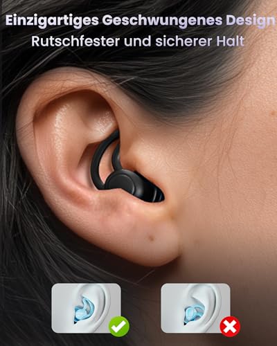 Ear Plugs for Sleeping, Noise Cancelling, Ear Protection, Reusable and Washable, Ear Plugs 32 dB for Noise Reduction, Side Sleepers, Snoring, Travel, Work, with Aluminium Container, 2 Pairs