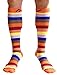 Compression Socks (1 pair) for Women & Men by A-Swift - Best For Running, Athletic Sports, Crossfit, Flight Travel - Suits Nurses, Maternity Pregnancy - Below Knee High (Orange Stripes, Large)
