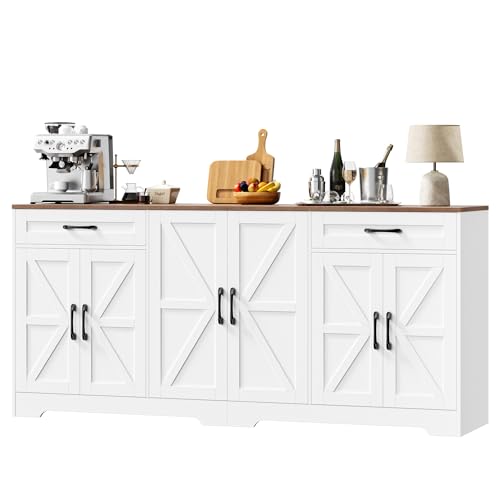 BOTLOG 71” Large Kitchen Buffet Cabinet with Adjustable Shelves