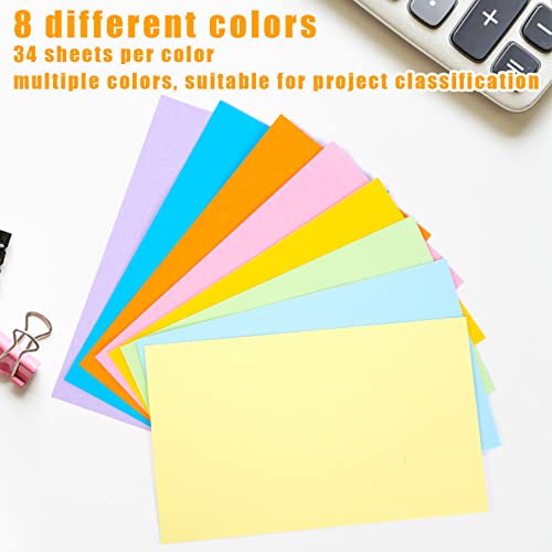 Koogel 272 Pieces Colored Index Cards, Blank Index Note Cards Bulk Neon Color Flash Cards Study Note Cards for School Learning Office Game Cards